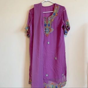 Purple 3 Piece Shalwar Kameez
